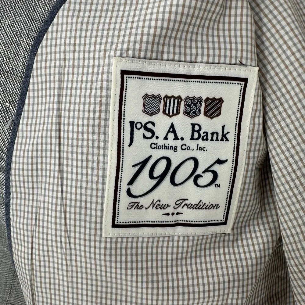 Jos. A. Bank Mens Sports Coat Linen‎ Wool Blazer Jacket Size 44L Grey Windowpane